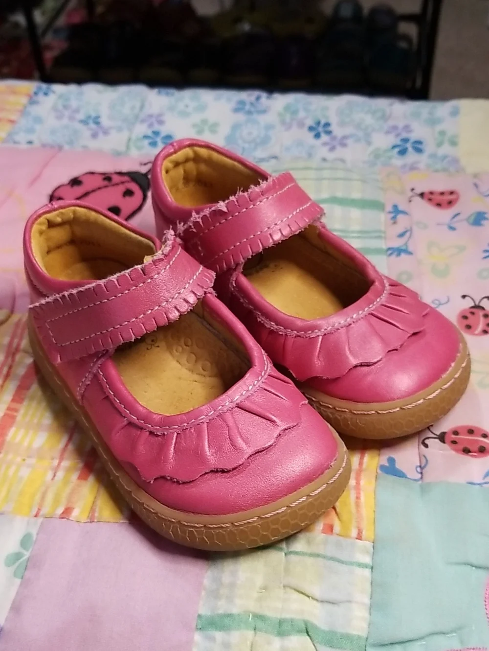 Livie & Luca Pink Shimmer Soft Leather Mary Jane Size 6 Ruche OG Made in Mexico